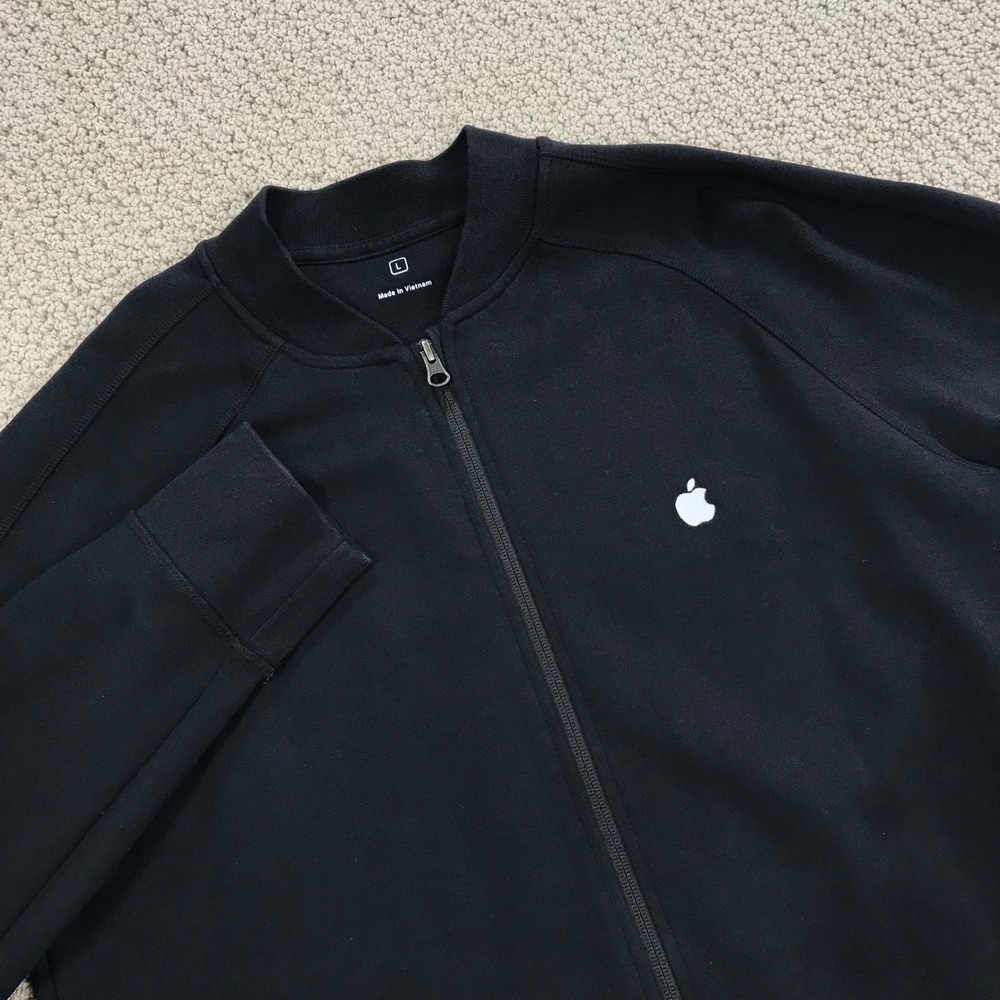 Apple Store Bomber Jacket Black Full Zip Tech Promo Mens Large L